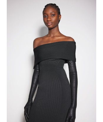 black off-shoulder sculpting knit dress Les magasins à Paris