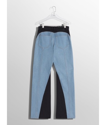 blue bi-color straight leg jeans JUSQU'A -70%! 