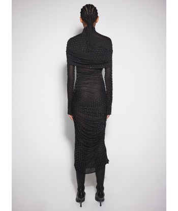 black embellished ruched dress de l' environnement