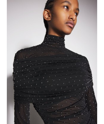 black embellished ruched dress de l' environnement