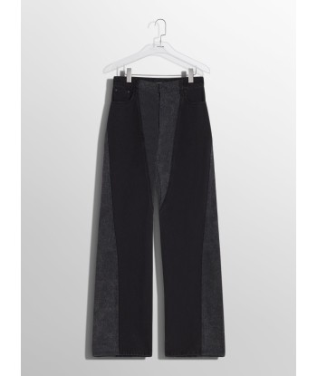 washed black bi-material straight leg jeans Par le système avancé 