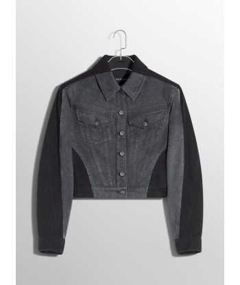 bi-tone black denim jacket Paris Déstockage Promo