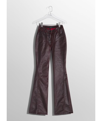 burgundy waxed denim pants pas cher