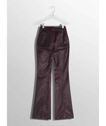 burgundy waxed denim pants pas cher