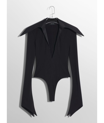 black spiky satin collar bodysuit basket pas cher