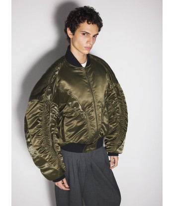 military green satiny bomber jacket en stock