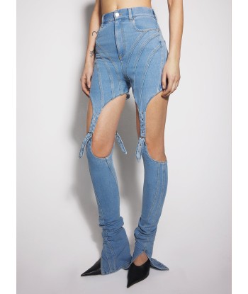 blue buckled chaps skinny jeans commande en ligne