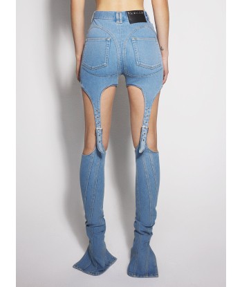 blue buckled chaps skinny jeans commande en ligne