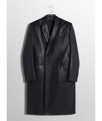 black single-breasted leather coat À commander