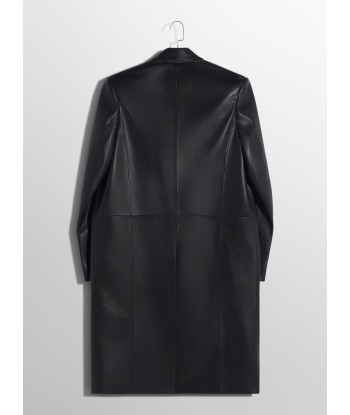 black single-breasted leather coat À commander