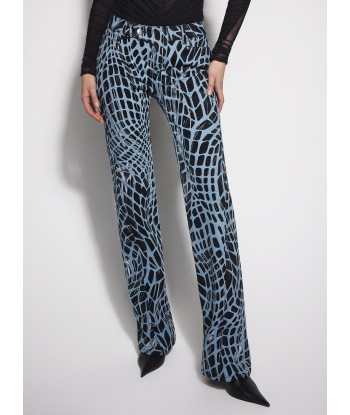 black velvet print straight leg jeans pas cheres