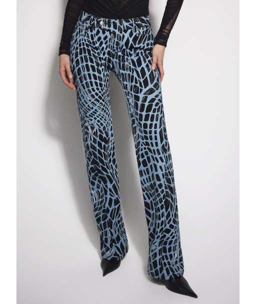 black velvet print straight leg jeans pas cheres