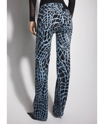 black velvet print straight leg jeans pas cheres