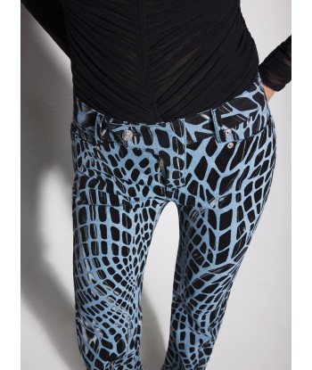 black velvet print straight leg jeans pas cheres