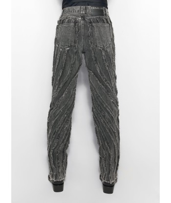 black raw edge spiral baggy jeans Profitez des Offres !