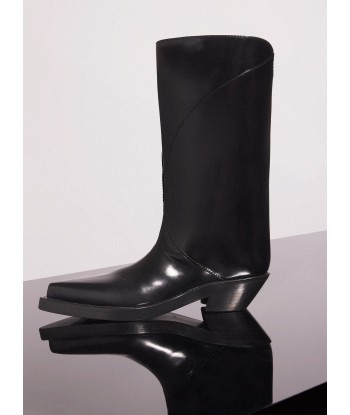 black shiny leather santiag boots soldes