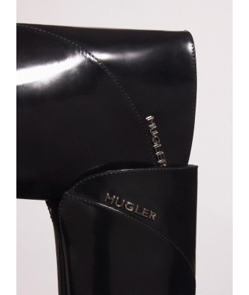 black shiny leather santiag boots soldes