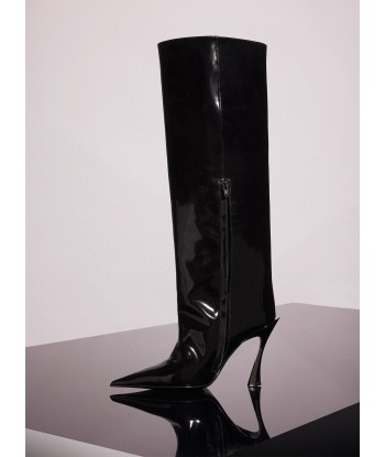 black shiny leather fang 95 boots pas chere