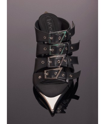 black leather buckled fang 95 sandals solde