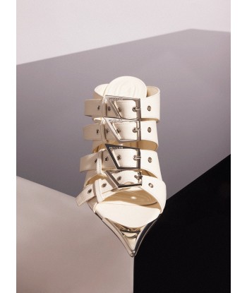 ivory shiny leather buckled fang 95 sandals hantent personnes