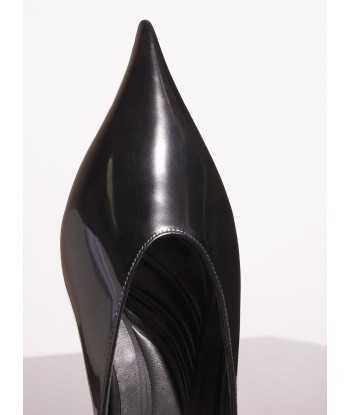 black shiny leather fang flat  mules outlet