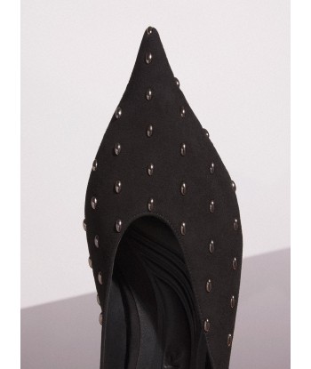 black embellished suede fang flat mules chez Cornerstreet bien 