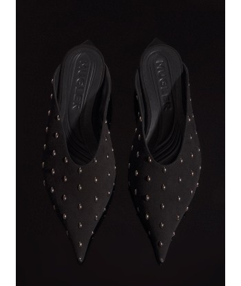 black embellished suede fang flat mules chez Cornerstreet bien 