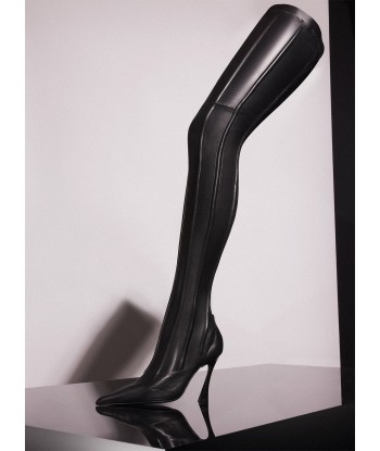 black boned leather fang 95 thigh high boots brillant des détails fins