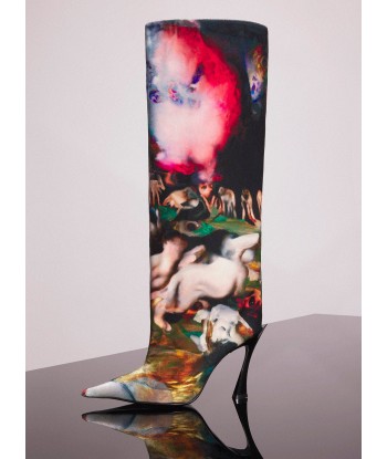 Mugler x Ambera Wellmann printed velvet fang 95 knee high boots Les magasins à Paris et en Île-de-France