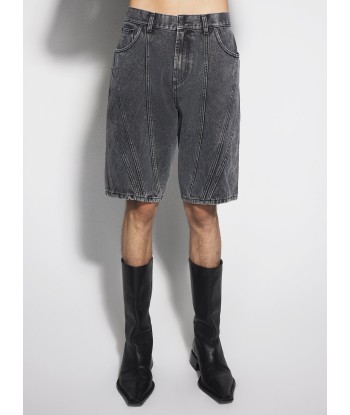 washed black spiral denim shorts Le MVP de beaucoup