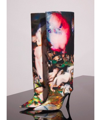 Mugler x Ambera Wellmann printed velvet fang 95 knee high boots Les magasins à Paris et en Île-de-France