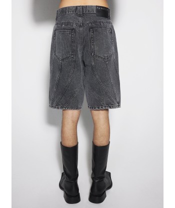 washed black spiral denim shorts Le MVP de beaucoup