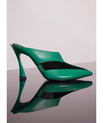 jade green leather fang 95 cut-out mule Livraison rapide