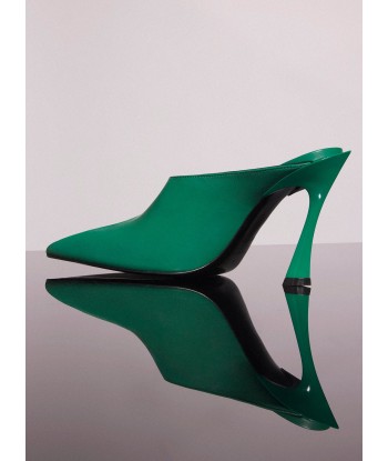 jade green leather fang 95 cut-out mule Livraison rapide