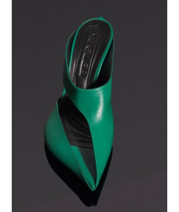 jade green leather fang 95 cut-out mule Livraison rapide