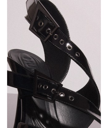 black leather buckled fang 95 mules livraison gratuite