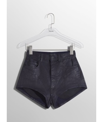 midnight blue bi-material denim shorts la chaussure