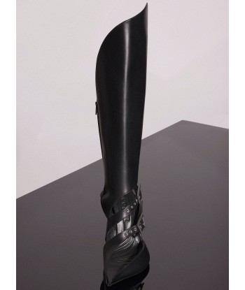 black leather buckled fang 95 knee high boots shop