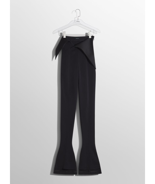 black satin cummerbund flare wool trousers pas cher chine