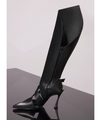 black leather buckled fang 95 knee high boots shop