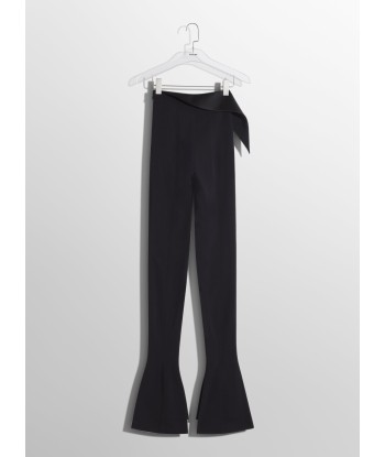 black satin cummerbund flare wool trousers pas cher chine