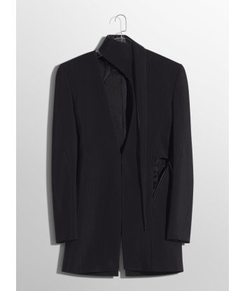 black cut-out tailored jacket with leather lapel hantent personnes