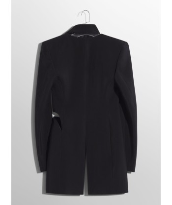 black cut-out tailored jacket with leather lapel hantent personnes