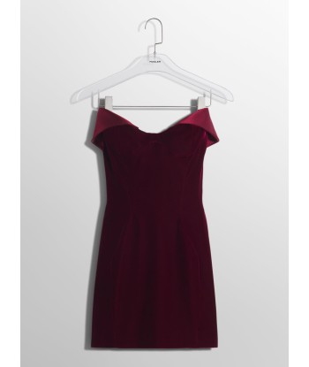 burgundy velvet and satin mini dress suggérées chez