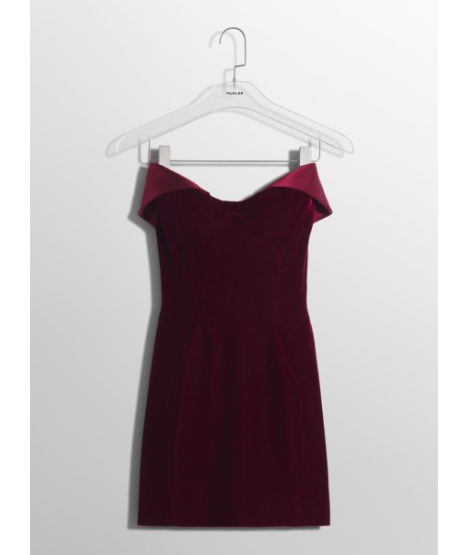 burgundy velvet and satin mini dress suggérées chez