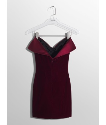 burgundy velvet and satin mini dress suggérées chez