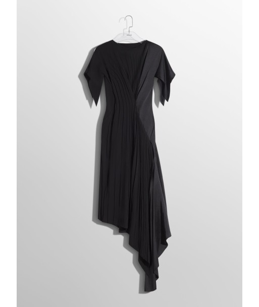 black pleated asymmetrical dress la livraison gratuite