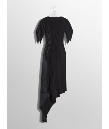 black pleated asymmetrical dress la livraison gratuite