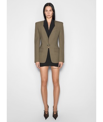 khaki and black pierced tailored jacket de pas cher