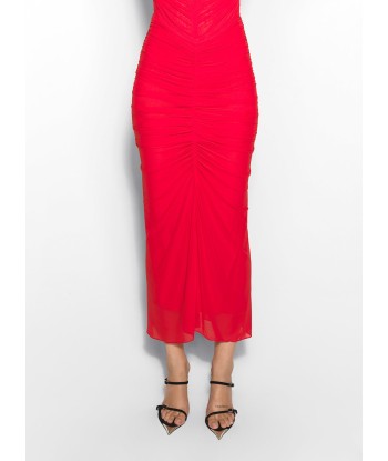 red ruched mesh skirt prix pour 